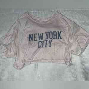 Pink NYC Cropped Boyfriend Tee